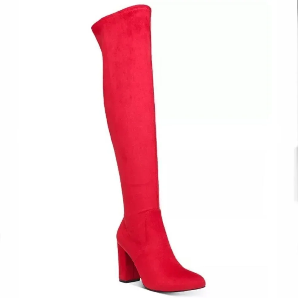 NWT Wild Pair 6 & 10 Bravy Over-The-Knee Stretch Suede Block Heel Boots New Box